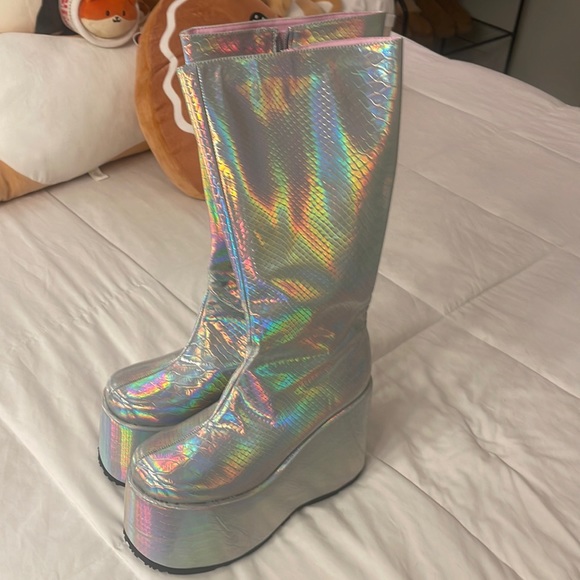 platform holographic boots